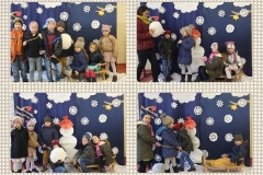 Marzena Lis Kolaż czterech zdjęć. Na każdym zdjęciu grupa dzieci odgrywająca zabawy na śniegu.