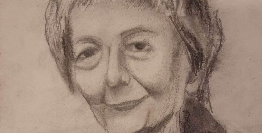 Portret poetki wykonany węglem