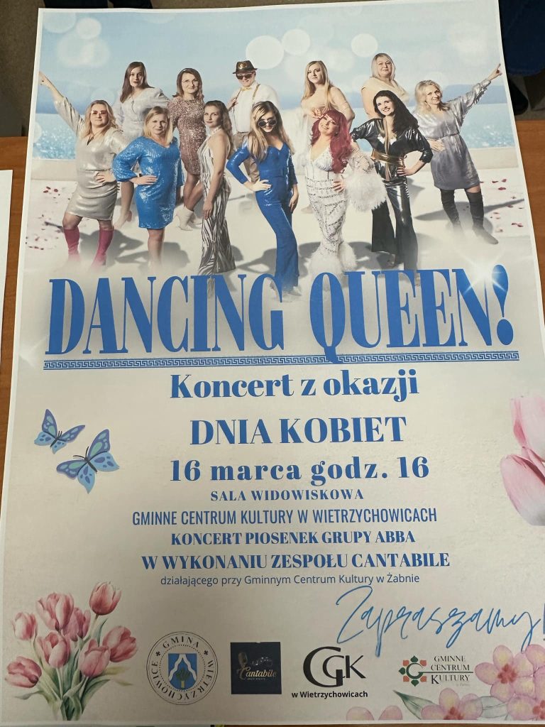 plakat koncertu z okazji dnia kobiet, 
16 marca godz 16.00 sala GOK Wietrzychowice